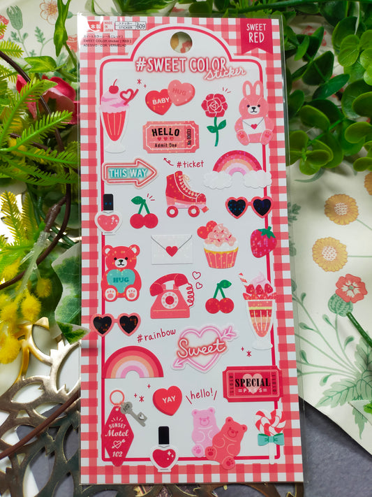 Sweet Color Stickers Red, daiso