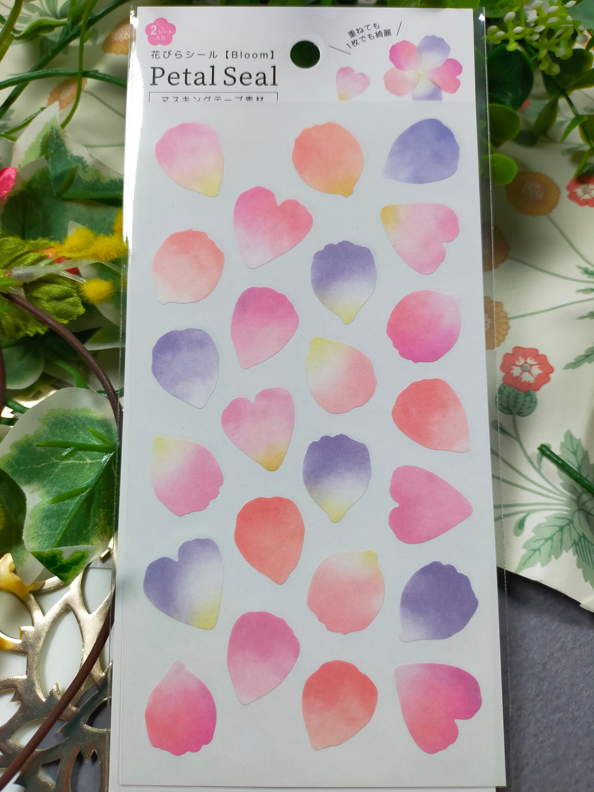 Petal Sticker Masking Tape BLOOM 2sheets, NPK _ Pink / Blue