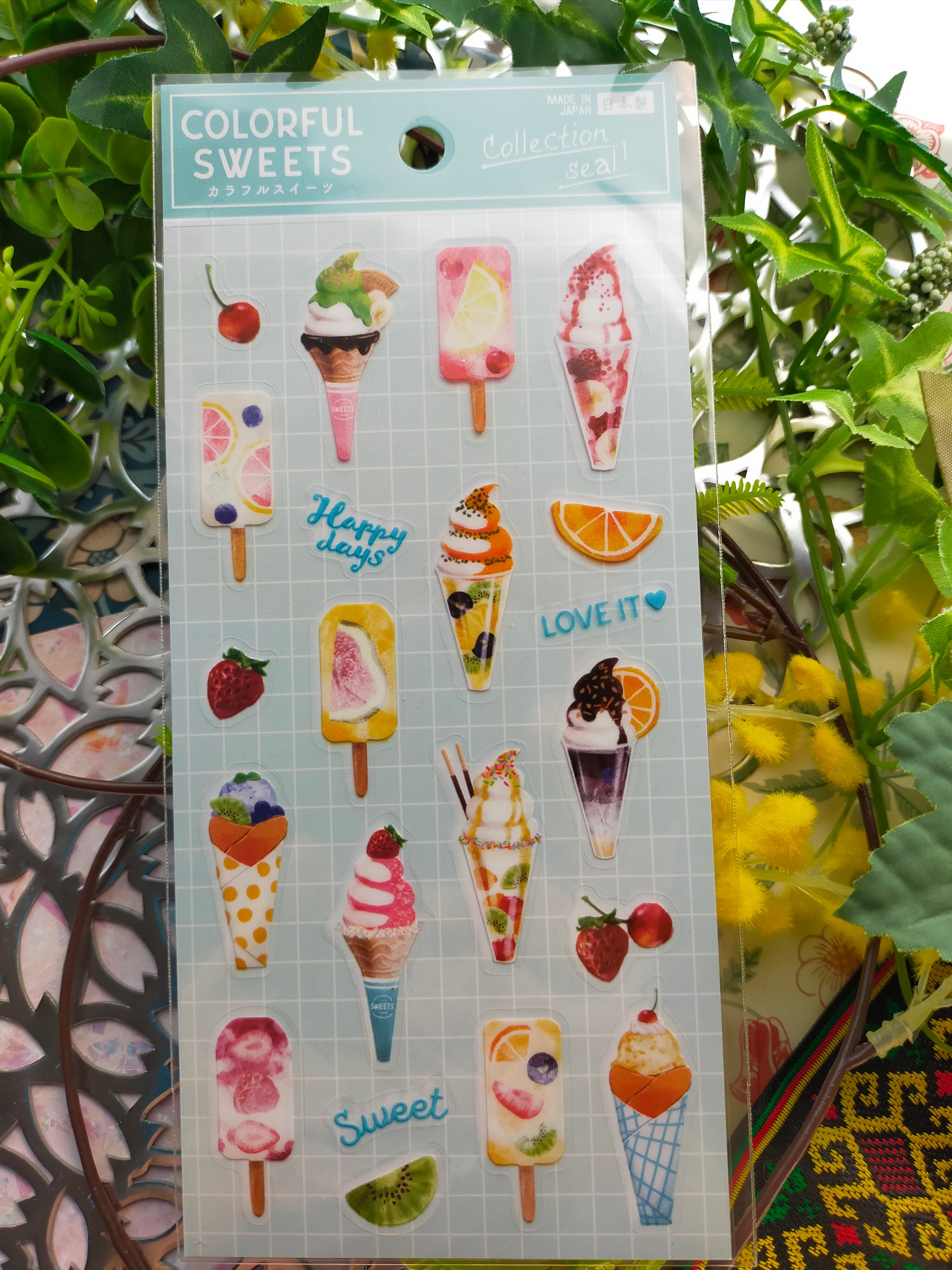Seasonal food stickers_ Colorful Ice Cream