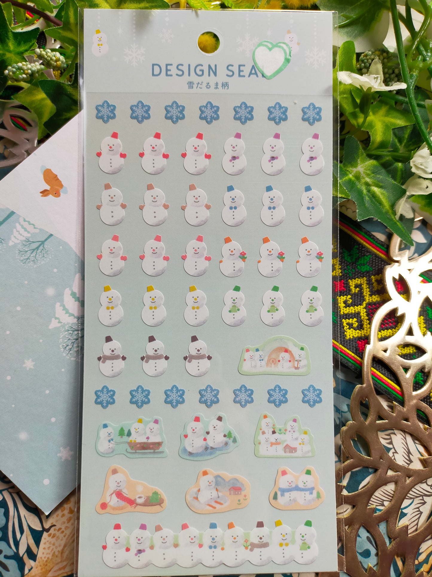Snowman Pattern Sticker,GAIA, Synapse Japan _ Light blue / Light green / Light Pink