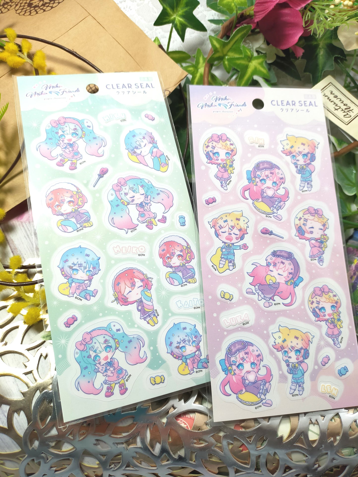 Hatsune Miku Sheet Sticker Clear Seal, Synapse Japan_ Green / Red-purple　