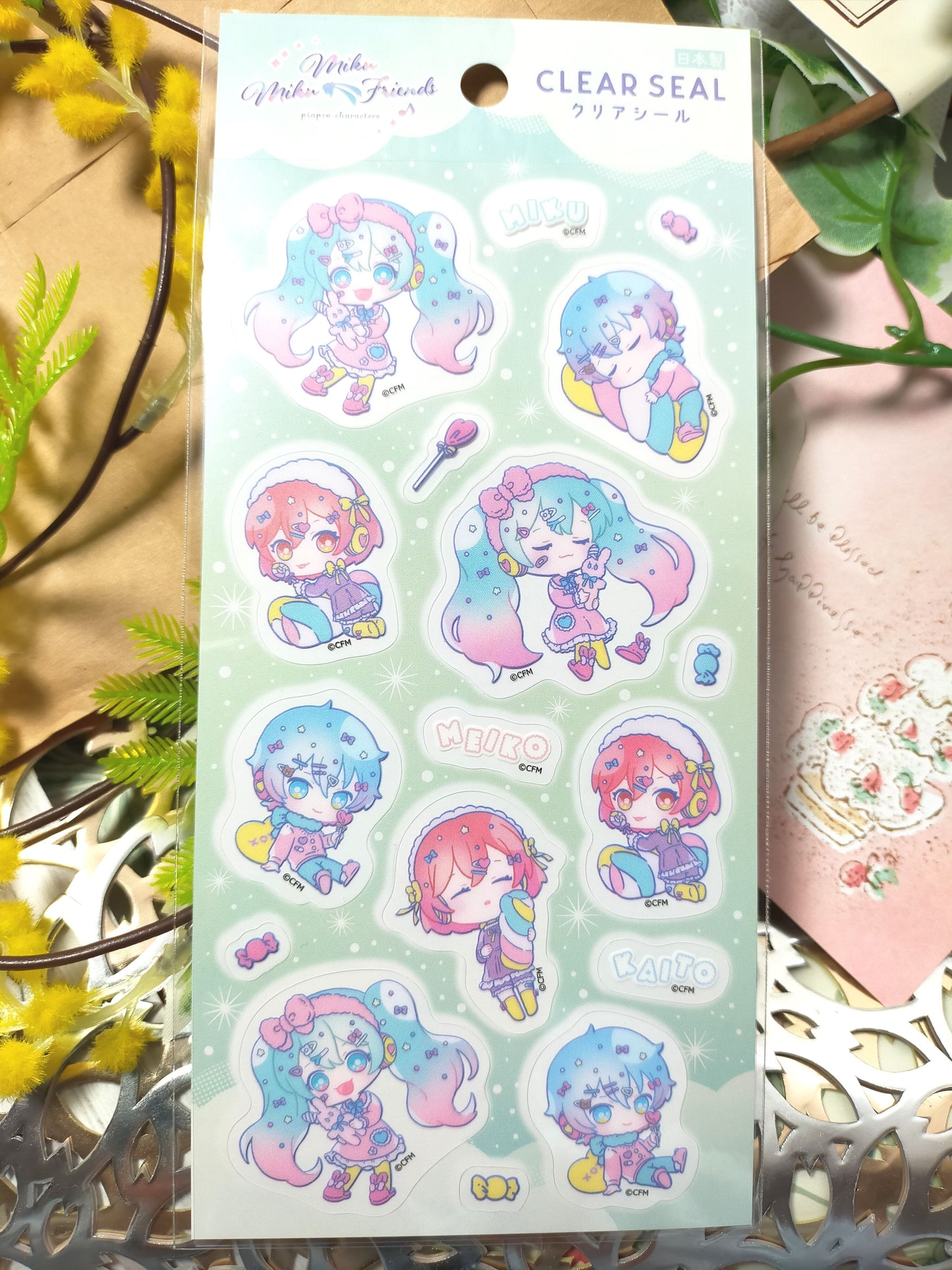 Hatsune Miku Sheet Sticker Clear Seal, Synapse Japan_ Green / Red-purple　