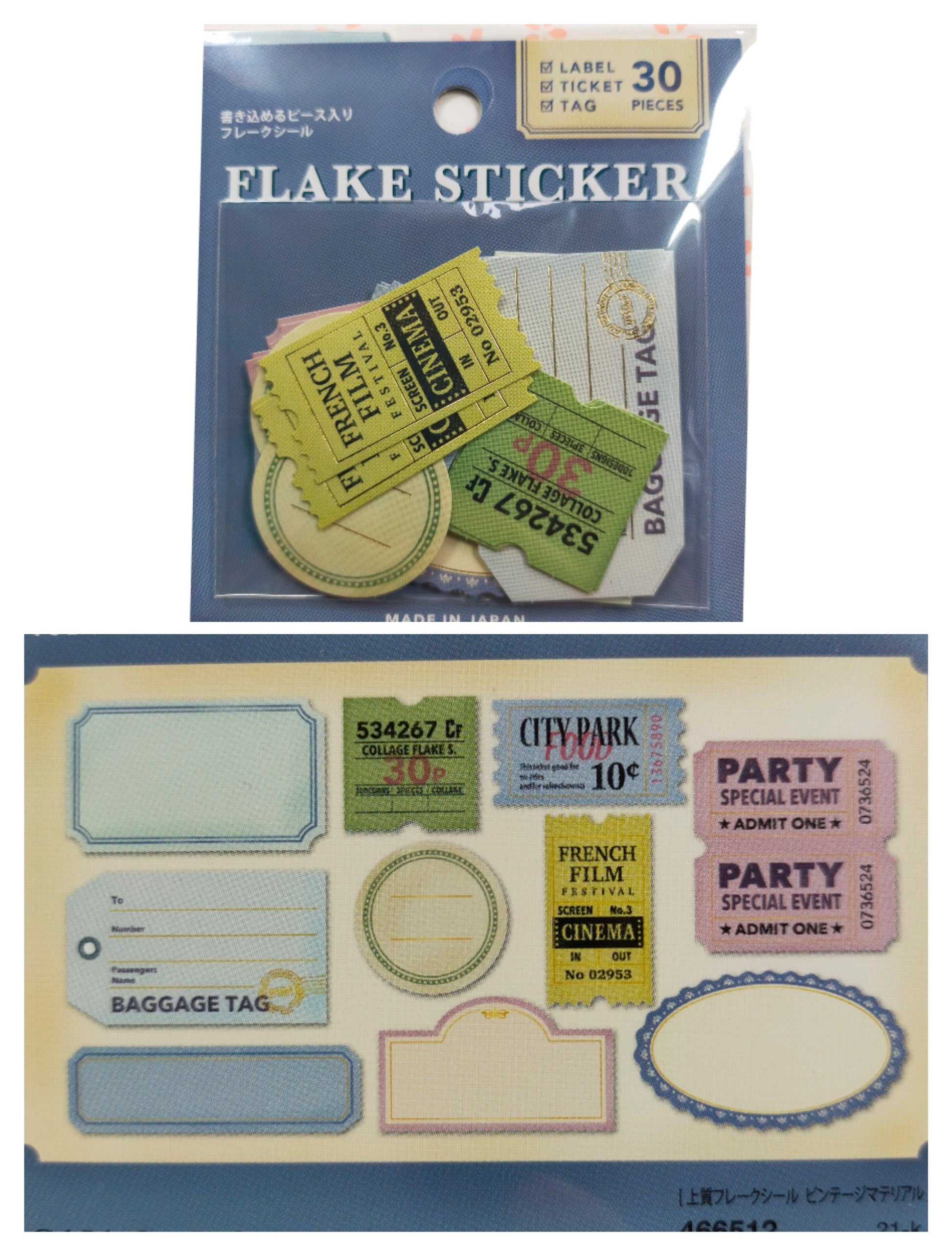 Flake Sticker Vintage Materials 10designs*3pieces,GAIA _ Red / Blue