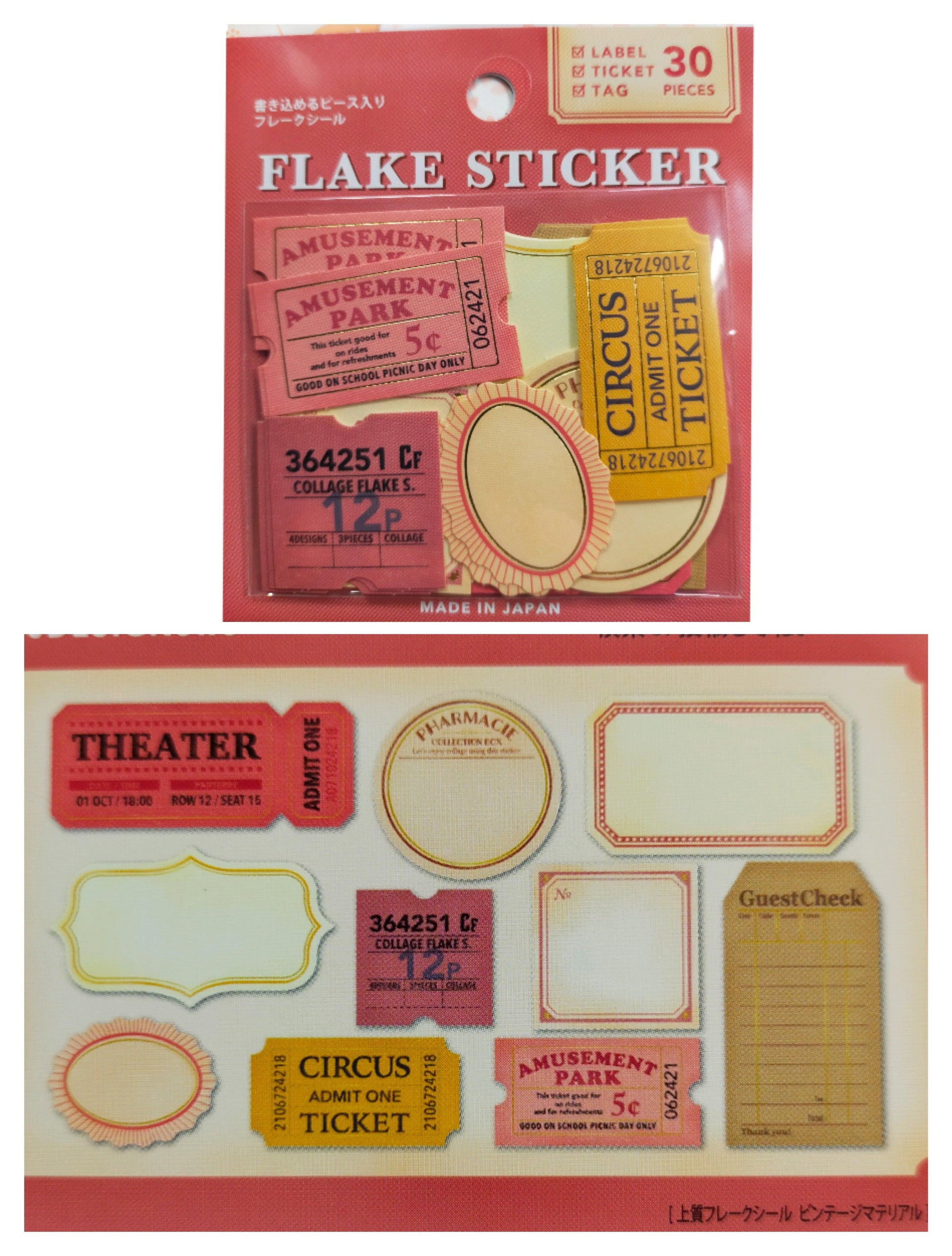 Flake Sticker Vintage Materials 10designs*3pieces,GAIA _ Red / Blue