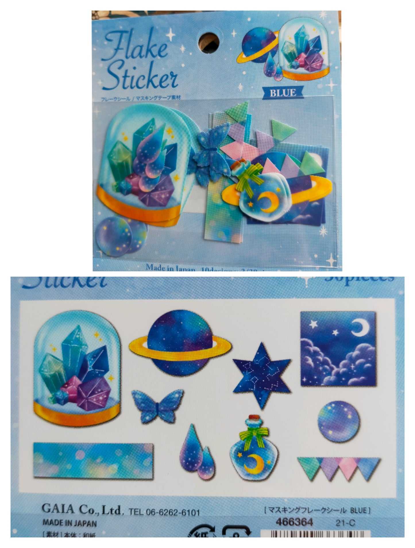Flake Sticker 10designs*3pieces,GAIA _Pink Flower /Blue Materials